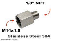 M14x1.5 Female to 1/8 inch NPT Male Stainless Sensor Adaptor Fittings Conversion