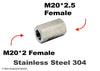 M20*2 FEMALE to M20*2.5 FEMALE Stainless Sensor Adaptor Fittings Conversion