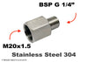 M20x1.5 Female to BSP G 1/4 inch Male Stainless Sensor Adaptor Fittings Conversion