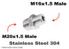 M20x1.5 Male to M16x1.5 Male Stainless Sensor Adaptor Fittings Conversion