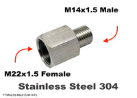 M22x1.5 Female to M14x1.5 Male Stainless Sensor Adaptor Fittings Conversion