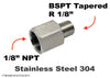 1/8 inch NPT Female to BSPT Tapered R 1/8 inch Male Stainless Sensor Adaptor Fittings