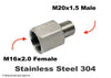M16x2.0 Female to M20x1.5 Male Stainless Sensor Adaptor Fittings Conversion