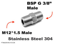 M12*1.5 MALE to BSP G 3/8 inch MALE Stainless Sensor Adaptor Fittings Conversion