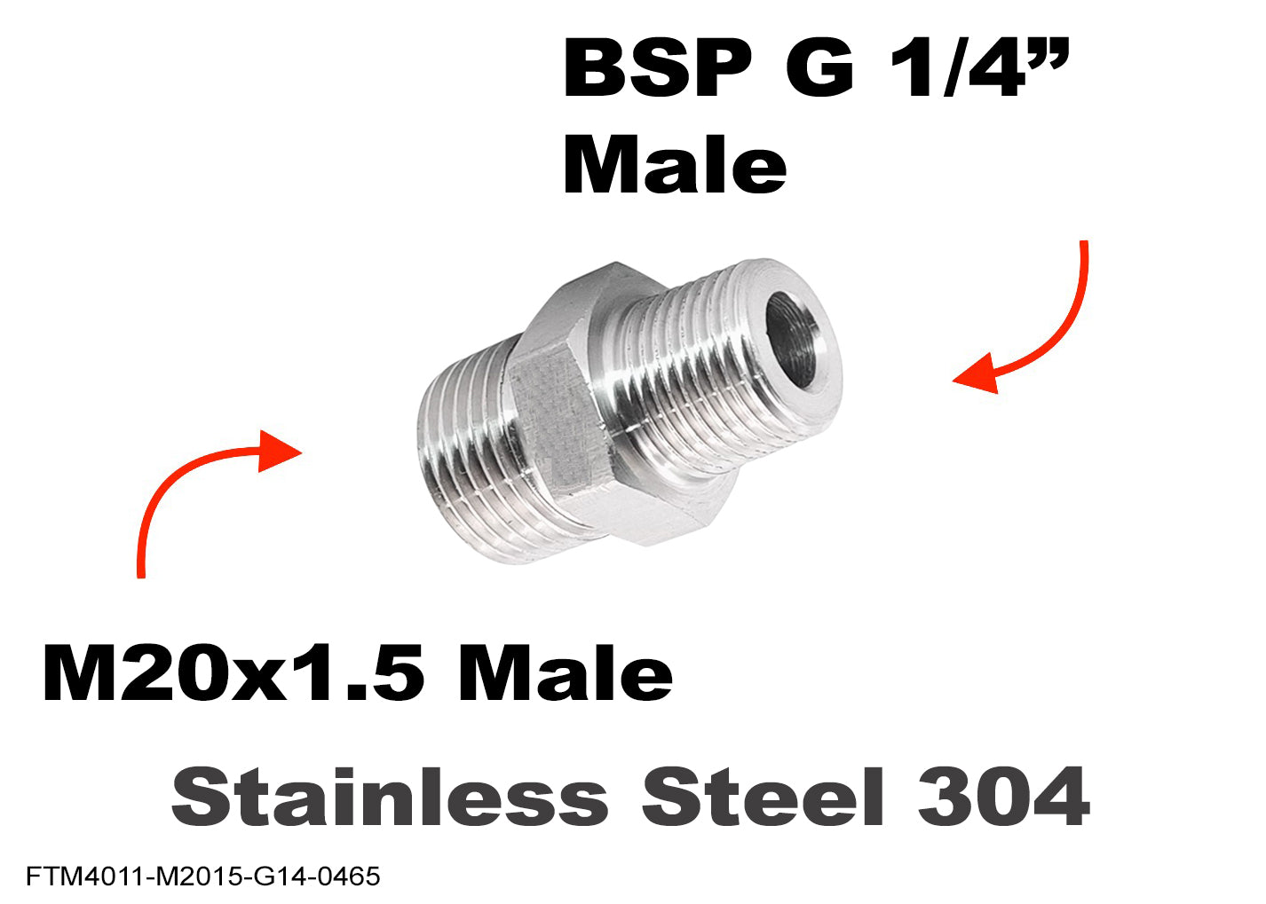 M20x1.5 Male to BSP G 1/4 inch Male Stainless Sensor Adaptor Fittings Conversion