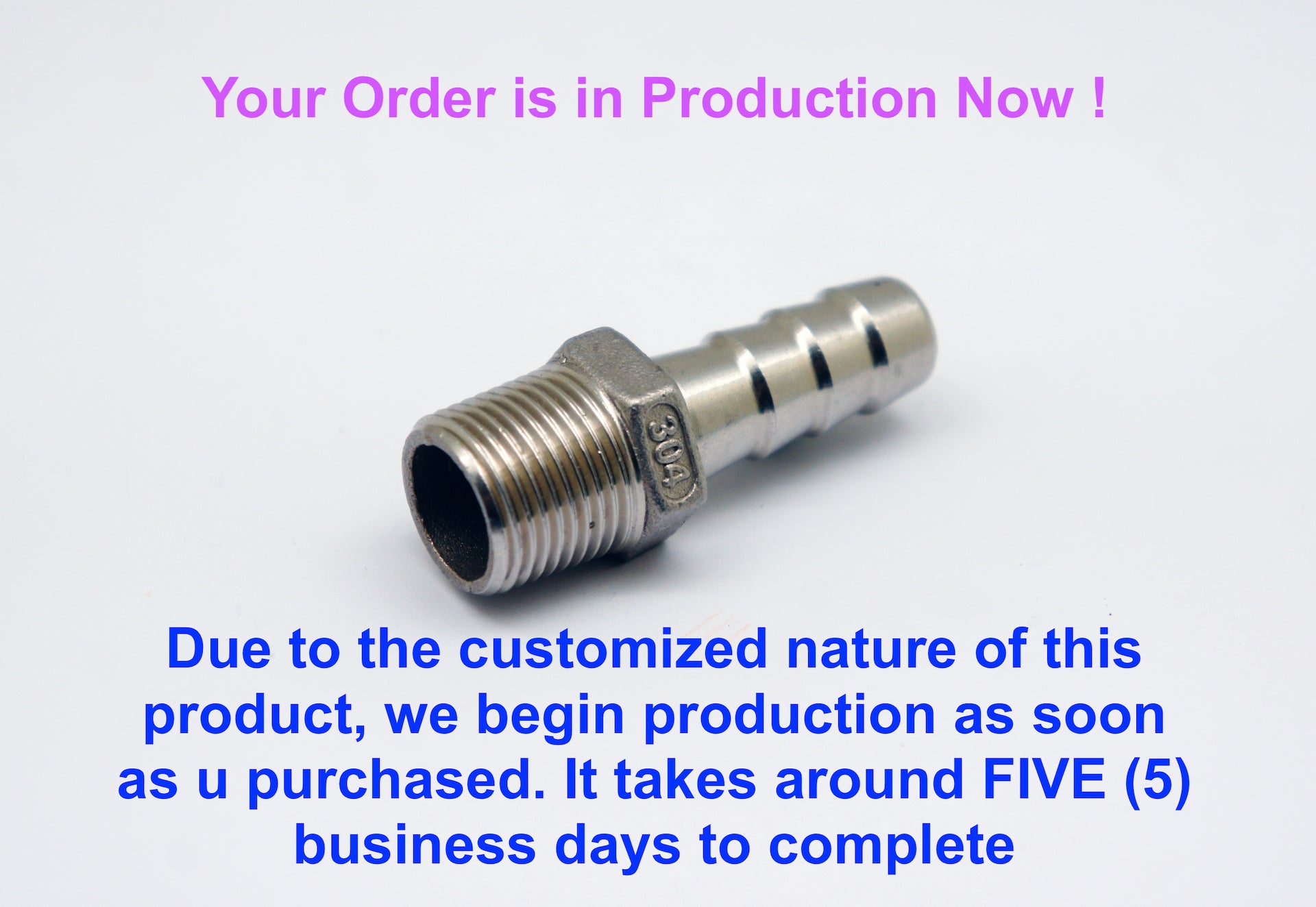 BSPT Tapered R 1/2 inch Male to BARB OD 8mm / 0.32 inch Stainless Tail Adaptor Hose