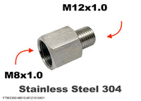M8x1.0 Female to M12x1.0 Male Stainless Sensor Adaptor Fittings Conversion