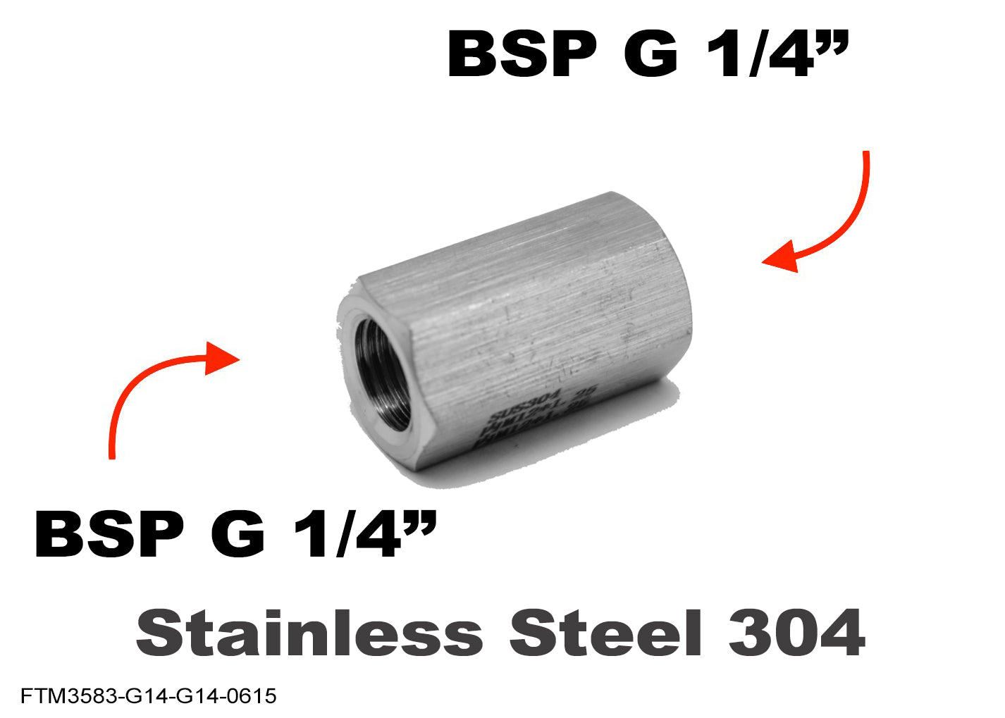BSP G 1/4 inch Female to G 1/4 inch Female Stainless Sensor Adaptor Fittings Conversion