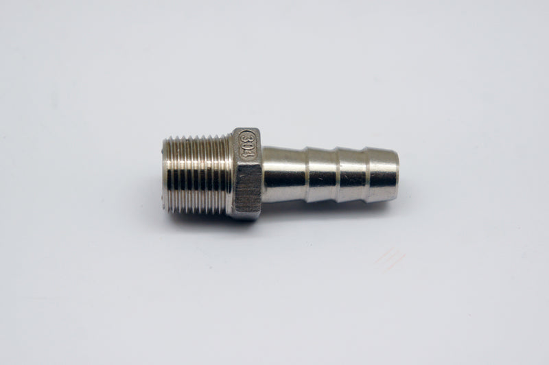 BSPT Tapered R 1/8 inch Male to BARB OD 10mm / 0.4 inch Stainless Tail Adaptor Hose