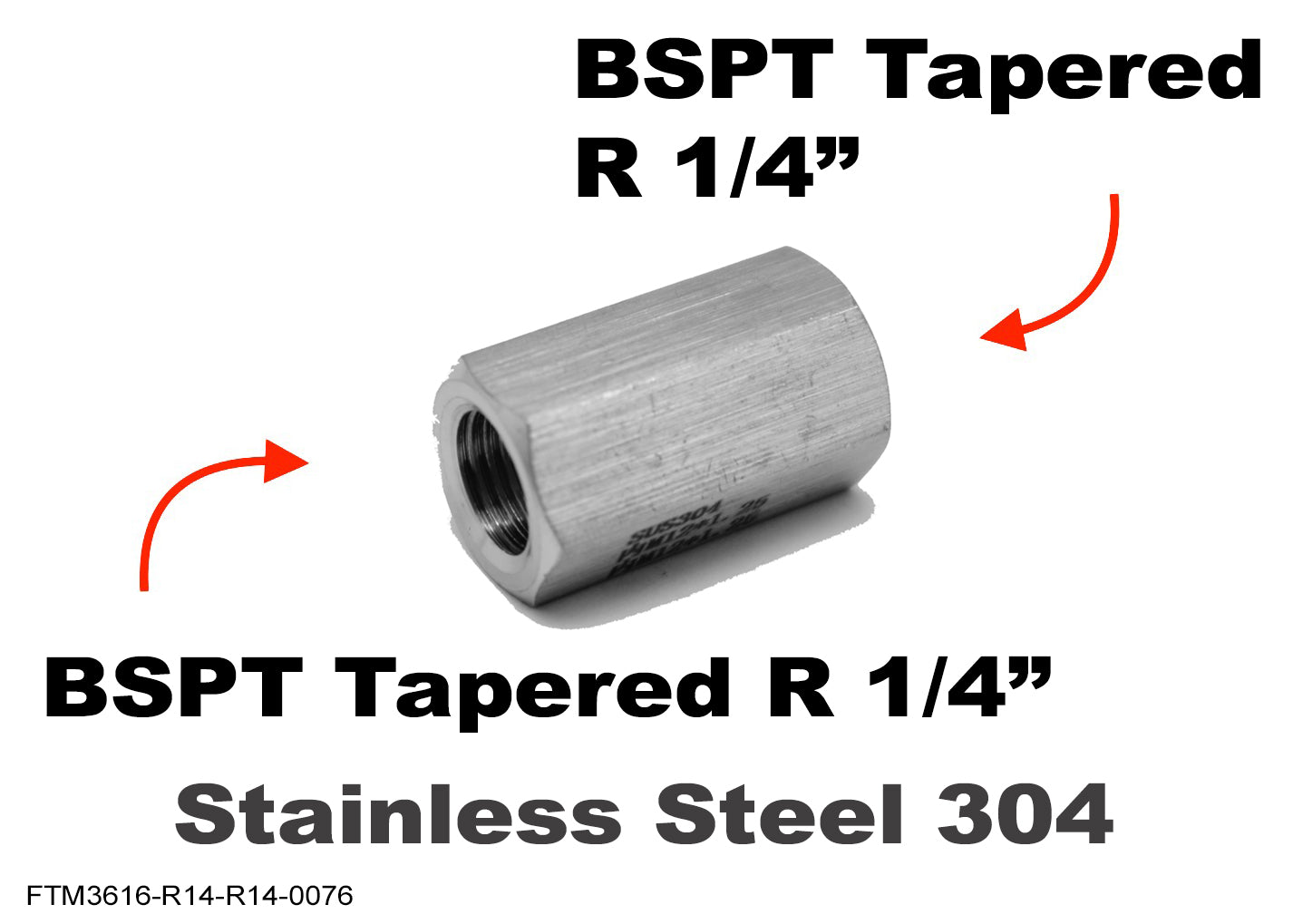 BSPT Tapered R 1/4 inch Female to R 1/4 inch Female Stainless Sensor Adaptor Fittings