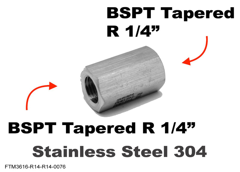 BSPT Tapered R 1/4 inch Female to R 1/4 inch Female Stainless Sensor Adaptor Fittings