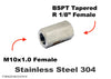 M10x1.0 Female to BSPT Tapered R 1/8 inch Female Stainless Sensor Adaptor Fittings