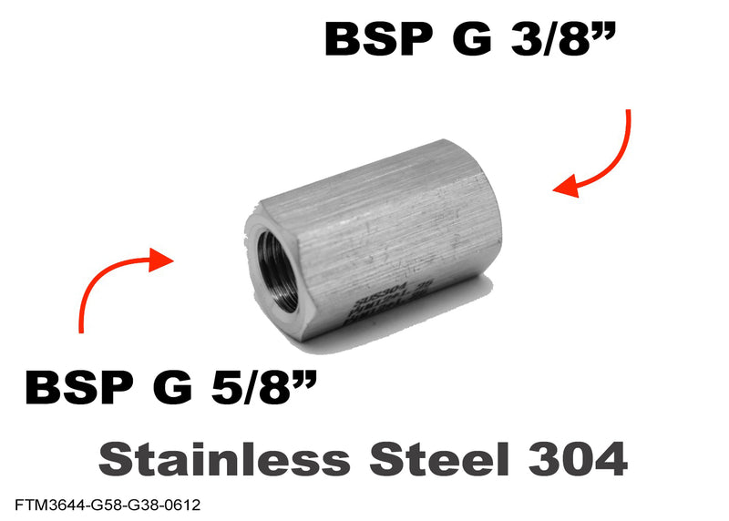 BSP G 5/8 inch Female to G 3/8 inch Female Stainless Sensor Adaptor Fittings Conversion
