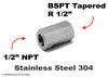1/2 inch NPT Female to BSPT Tapered R 1/2 inch Female Stainless Sensor Adaptor Fittings