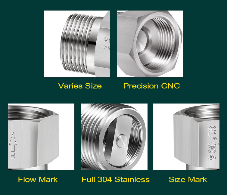 One Way Valve Direction BSP 1 inch Female to Male Stainless Steel Fittings Adaptor