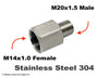 M14x1.0 FEMALE to M20x1.5 MALE Stainless Sensor Adaptor Fittings Conversion
