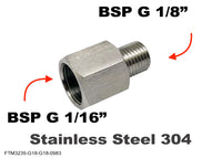 BSP G 1/16 inch Female to G 1/8 inch Male Stainless Sensor Adaptor Fittings Conversion