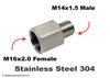M16x2.0 FEMALE to M14x1.5 MALE Stainless Sensor Adaptor Fittings Conversion