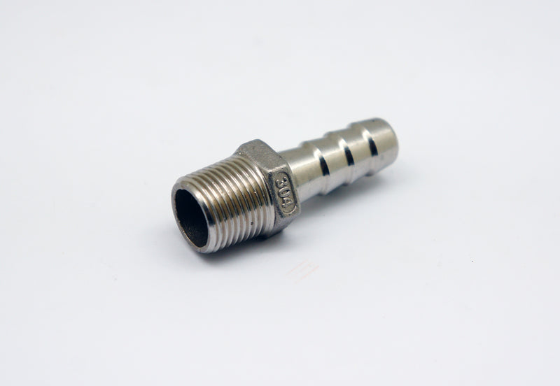 BSPT Tapered R 1/4 inch Male to BARB OD 10mm / 0.4 inch Stainless Tail Adaptor Hose