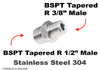 BSPT Tapered R 1/2 inch Male to R 3/8 inch Male Stainless Sensor Adaptor Fittings