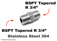 BSPT Tapered R 3/4 inch Male to R 3/4 inch Male Stainless Sensor Adaptor Fittings