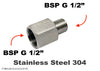 BSP G 1/2 inch Female to BSP G 1/2 inch Male Stainless Sensor Adaptor Fitting Conversion