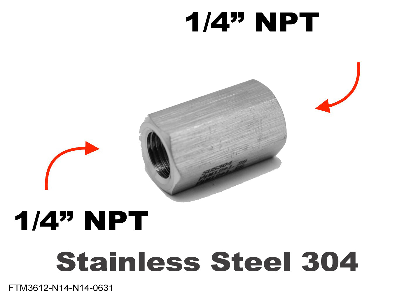 1/4 inch NPT Female to 1/4 inch NPT Female Stainless Sensor Adaptor Fittings Conversion