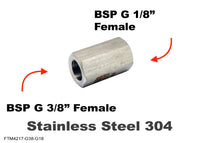 BSP G 3/8 inch Female to BSP 1/8 inch Female Stainless Sensor Adaptor Fitting Conversion