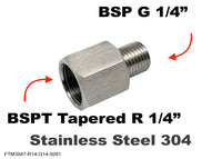 BSPT Tapered R 1/4 inch Female to BSP G 1/4 inch Male Stainless Sensor Adaptor Fittings