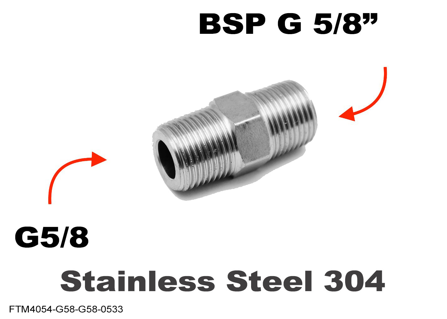 G5/8 Male to BSP G 5/8 inch Male Stainless Sensor Adaptor Fittings Conversion