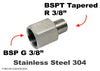 BSP G 3/8 inch Female to BSPT Tapered R 3/8 inch Male Stainless Sensor Adaptor Fittings
