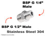 BSP G 1/2 inch Male to BSP G 1/4 inch Male Stainless Sensor Adaptor Fittings Conversion