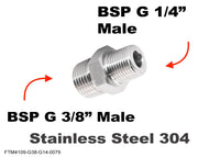 BSP G 3/8 inch Male to BSP G 1/4 inch Male Stainless Sensor Adaptor Fittings Conversion