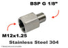 M12x1.25 Female to BSP G 1/8 inch Male Stainless Sensor Adaptor Fittings Conversion