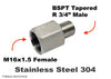 M16x1.5 Female to BSPT Tapered R 3/4 inch Male Stainless Sensor Adaptor Fittings