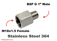 M18x1.5 Female to BSP G 1 inch Male Stainless Sensor Adaptor Fittings Conversion