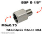 M6x0.75 Female to BSP G 1/8 inch Male Stainless Sensor Adaptor Fittings Conversion