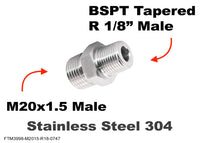 M20x1.5 to BSPT Tapered R 1/8 inch Male Stainless Sensor Adaptor Fittings Conversion