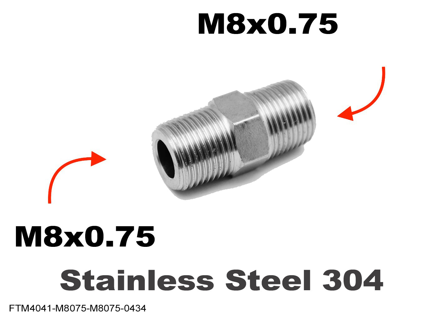 M8x0.75 Male to M8x0.75 Male Stainless Sensor Adaptor Fittings Conversion