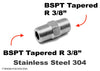 BSPT Tapered R 3/8 inch to BSPT Tapered R 3/8 inch Male Stainless Sensor Adaptor Fitting