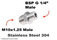 M10x1.25 Male to BSP G 1/4 inch Male Stainless Sensor Adaptor Fittings Conversion