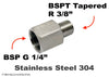 BSP G 1/4 inch Female to BSPT Tapered R 3/8 inch Male Stainless Sensor Adaptor Fittings