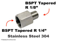 BSPT Tapered R 1/4 inch Female to  R 1/8 inch Male Stainless Sensor Adaptor Fittings