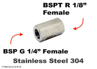 BSP G 1/4 inch FEMALE to BSPT Tapered R 1/8 inch FEMALE Stainless Sensor Adaptor Fitting