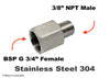 BSP G 3/4 inch Female to 3/8 inch NPT Male Stainless Sensor Adaptor Fittings Conversion