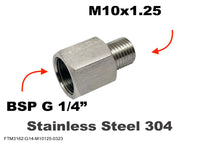 BSP G 1/4 inch Female to M10x1.25 Male Stainless Sensor Adaptor Fittings Conversion