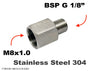 M8x1.0 Female to BSP G 1/8 inch Male Stainless Sensor Adaptor Fittings Conversion