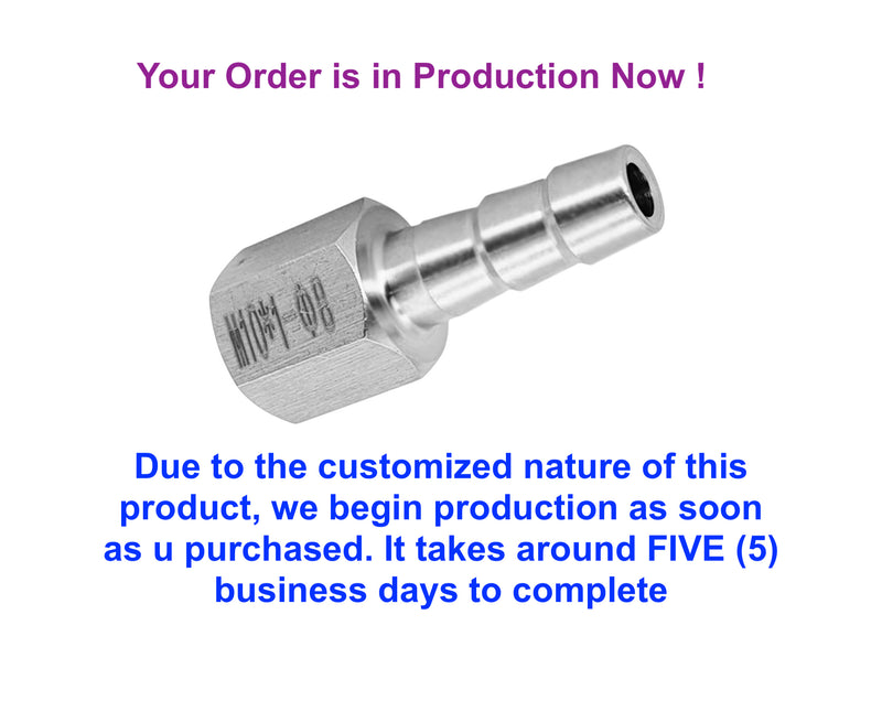 M14x1.5 FEMALE to BARB OD 7mm / 0.28 Stainless Tail Adaptor Hose Connector