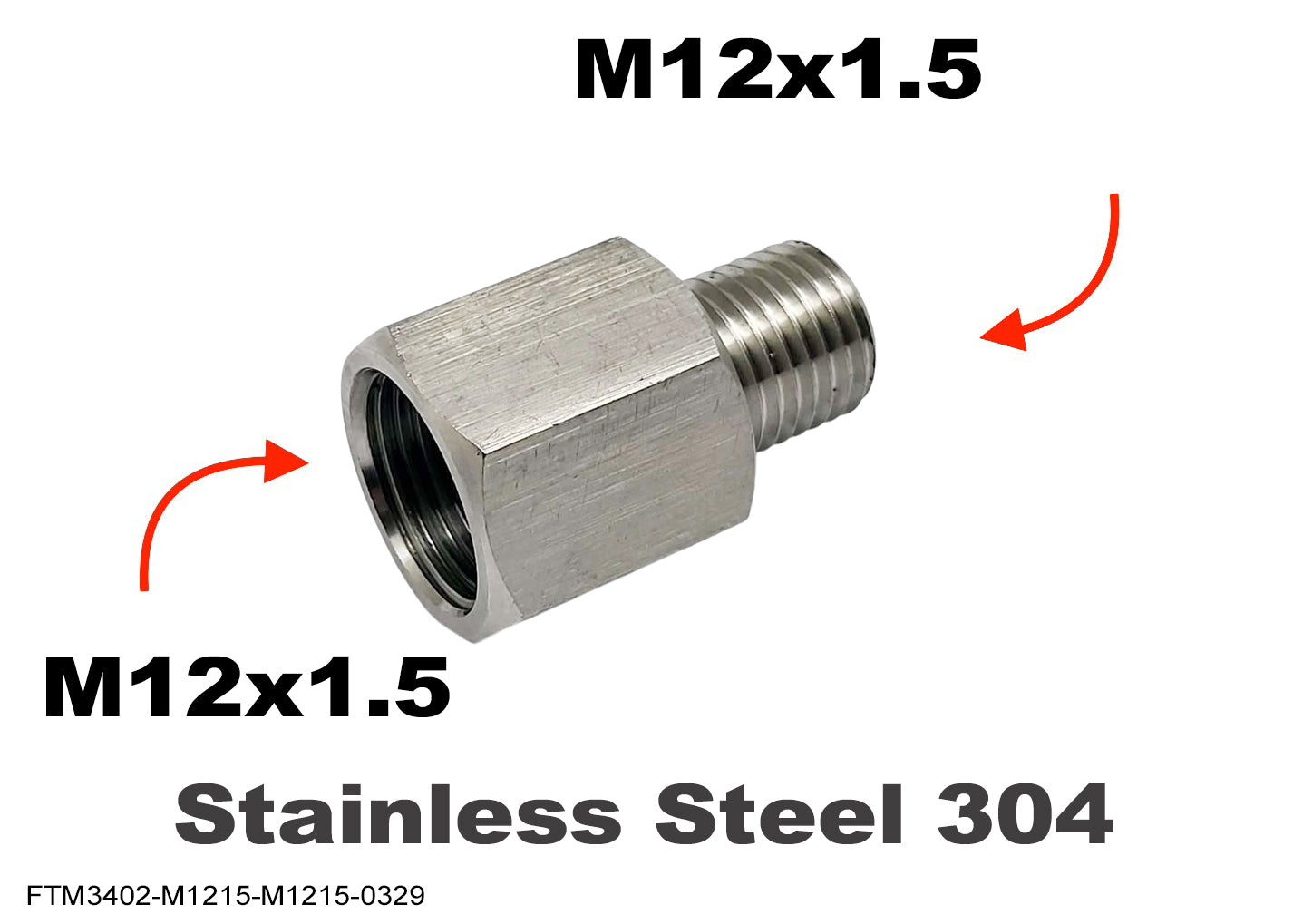 M12x1.5 Female to M12x1.5 Male Stainless Sensor Adaptor Fittings Conversion