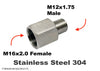M16x2.0 Female to M12x1.75 Male Stainless Sensor Adaptor Fittings Conversion